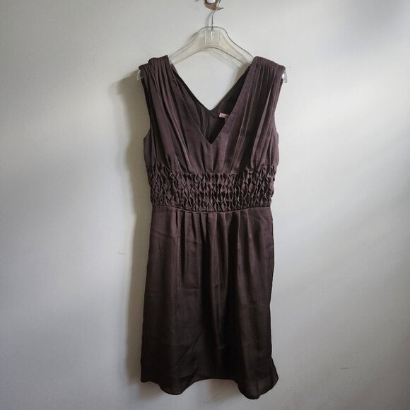 CALYPSO ST. BARTH | Silk dress v-neck smocked brown sz S - Picture 2 of 6